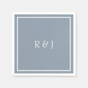 Monogrammen Dusty Blue White Ampersand Cool Weddin Servet
