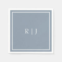 Monogrammen Dusty Blue White Initialen Eenvoudige