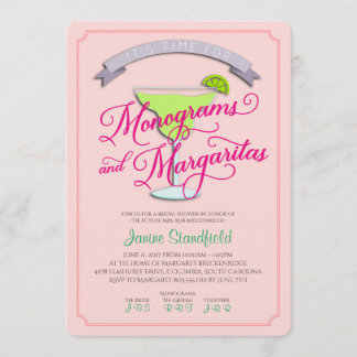 Monogrammen en margaritas Bridal Shower Kaart