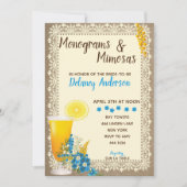 Monogrammen en Mimosas Bridal Shower Invitations Kaart (Voorkant)