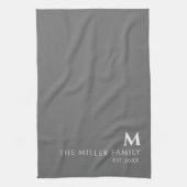 Monogrammen | Familienaam | Grijs en wit Theedoek (Verticaal)