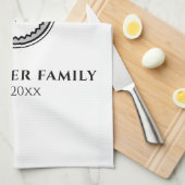 Monogrammen | Familienaam | Zwart wit en grijs Theedoek (Quarter Fold)