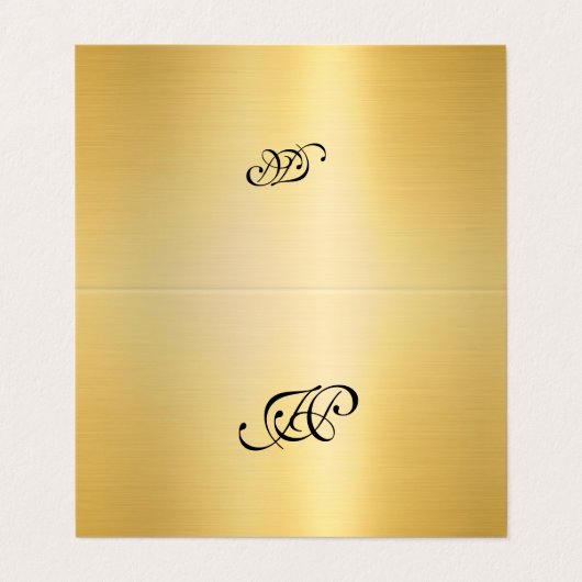 Monogrammen Faux Gold Elegant Calligraphy Script Visitekaartjes (Buitenkant ongevouwen)