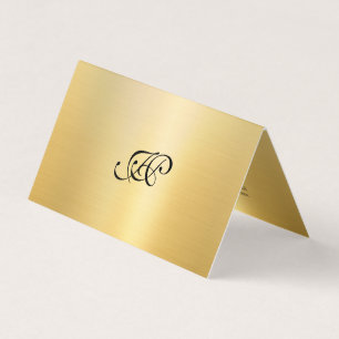 Monogrammen Faux Gold Elegant Calligraphy Script Visitekaartjes