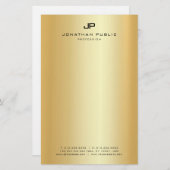 Monogrammen Faux Gold Modern Elegant Sjabloon Briefpapier (Voorkant / Achterkant)