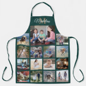 Monogrammen Foto Collage Grid Pattern Green Gold Schort (Voorkant)