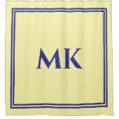 Monogrammen Geel Blauw Naam Stijlvol Decor Modern Douchegordijn (Voorkant)