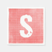 monogrammen gevlekt rood en wit gingham patroon servet (Voorkant)