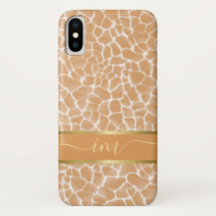 Monogrammen Giraffe Huid Waterverf iPhone X Hoesje