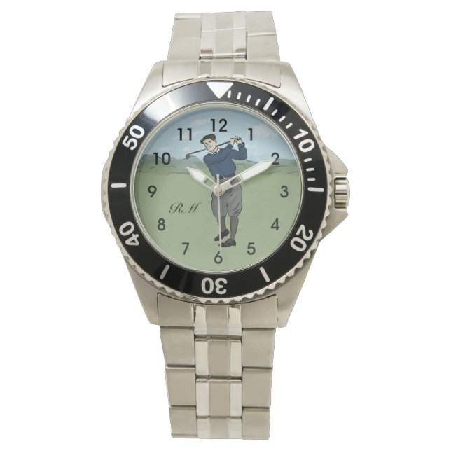 Monogrammen  golfkunst horloge (Voorkant)