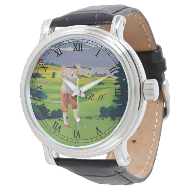 Monogrammen  golfkunst horloge (Gekanteld)