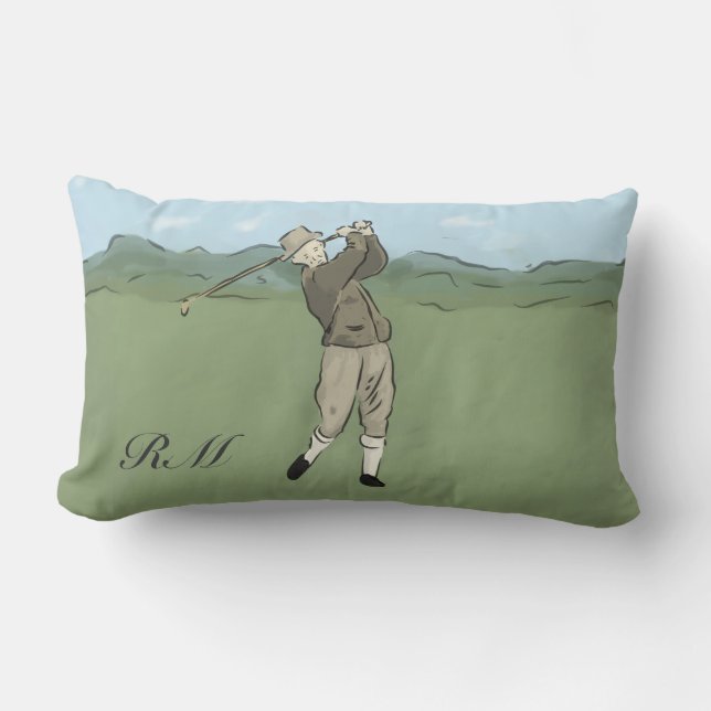 Monogrammen  golfkunst kussen (Voorkant)