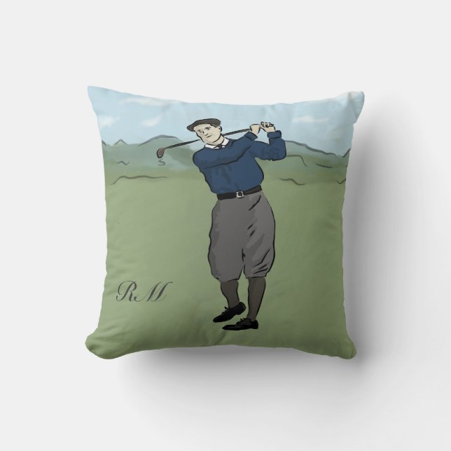 Monogrammen  golfkunst kussen (Voorkant)