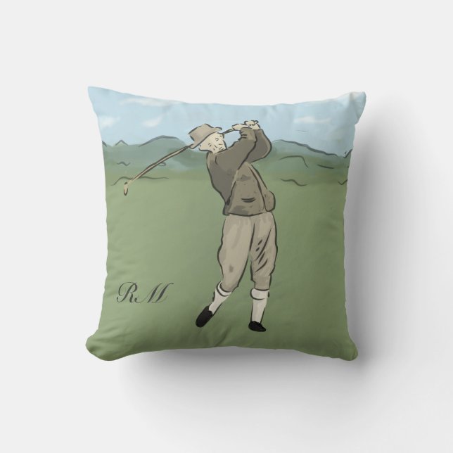 Monogrammen  golfkunst kussen (Voorkant)