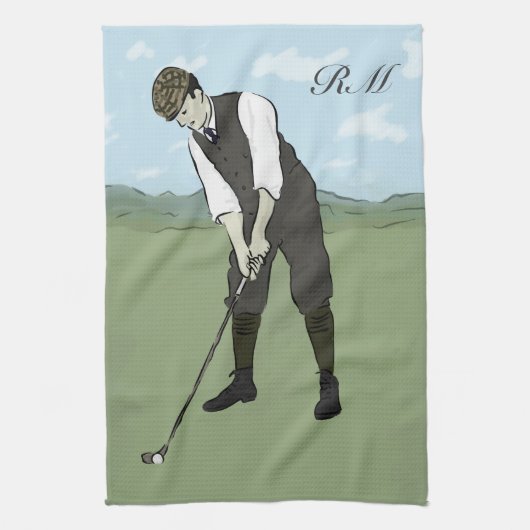Monogrammen golfkunst theedoek (Verticaal)