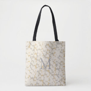 Monogrammen - Goud en grijs goudblad - Abstract on Draagtas