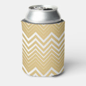 Monogrammen goud en witte zigzag Chevron Blikjeskoeler (Blikje Achterkant)