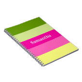 Monogrammen Groen en Roze gestreept Notitieboek (Rechterzijde)