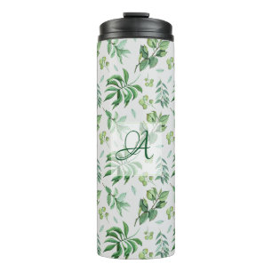 Monogrammen groen verlof botanische thuisdecor thermosbeker