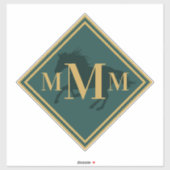 Monogrammen Hunter Green+ Gold Horse Trunk Trunk Sticker (Vel)