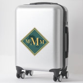 Monogrammen Hunter Green+ Gold Horse Trunk Trunk Sticker (Koffer)