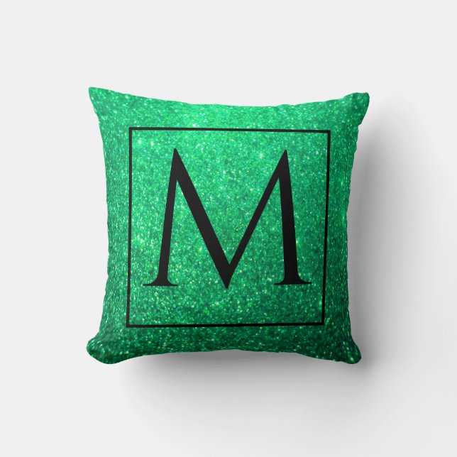 Monogrammen Initiaal Groen Glitter St Patrick's Da Kussen (Voorkant)