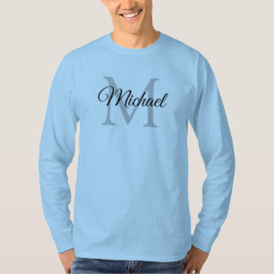 Monogrammen Initiaal Letter Name Mannen Light Blue T-shirt
