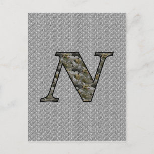 Monogrammen Initiaal N Hydrangea Floral Briefkaart