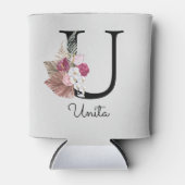 Monogrammen Initiaal U Pink Boho Girly Floral Blikjeskoeler (Voorkant)