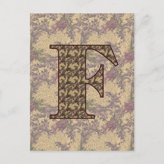 Monogrammen Initiaal van Elegant Floral Briefkaart (Voorkant)