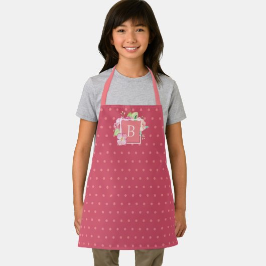 Monogrammen Initiaal Waterverf Roze koraal Schort (Insitu)