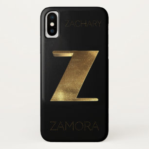 Monogrammen Initiaal Z Black Gold iPhone X Hoesje