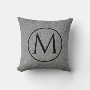 Monogrammen Initiaal zwart wit grijs glitter moder Kussen