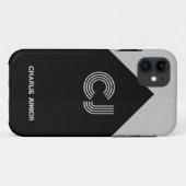 Monogrammen initialen Minimalistisch grijs en zwar Case-Mate iPhone Case (Achterkant (horizontaal))