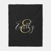 Monogrammen Initialen Naam Black Gold Modern Girly Fleece Deken (Voorkant)
