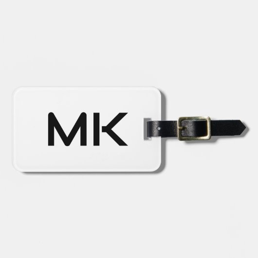 Monogrammen Initialen Naam Gift Favoriet Zwart Wit Bagagelabel (Voorkant horizontaal)