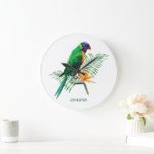 Monogrammen kleurrijke papegaai en bloemen grote klok (Huis)