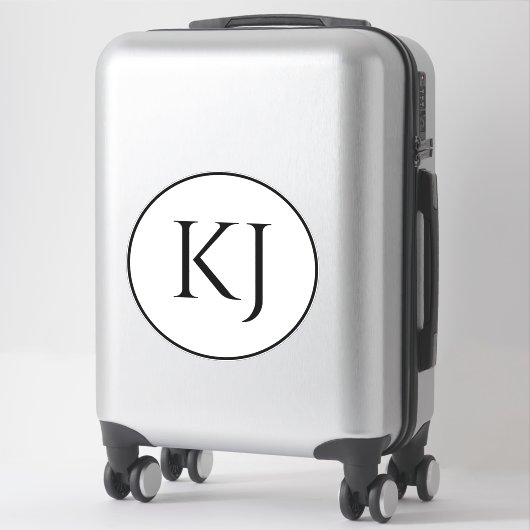 Monogrammen Koppelnaam Zwart Wit Initiaal Letters Sticker (Koffer)