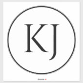 Monogrammen Koppelnaam Zwart Witte Initiaal Letter Sticker (Vel)