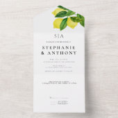 Monogrammen Lemon Branch Greenery Wedding All In One Uitnodiging (Binnen)