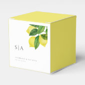 Monogrammen Lemon Citrus Branch Greenery Wedding Bedankdoosjes (Voorkant Zijde)