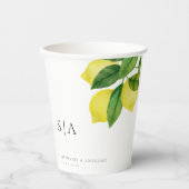 Monogrammen Lemon Citrus Branch Greenery Wedding Papieren Bekers (Voorkant)