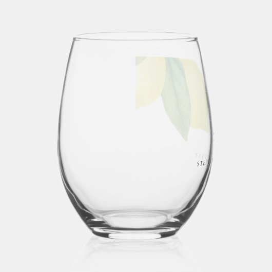 Monogrammen Lemon Citrus Branch Greenery Wedding Wijnglas Zonder Voet (Rechts)