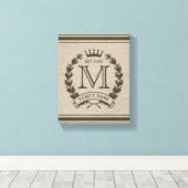 Monogrammen Logo Burlap Kijk Canvas afdrukken (Insitu (Houten vloer))