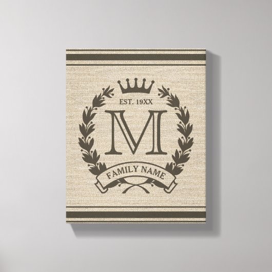 Monogrammen Logo Burlap Kijk Canvas afdrukken (Voorkant)