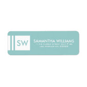 Monogrammen modern lichtblauw en wit 2 etiket (Voorkant)