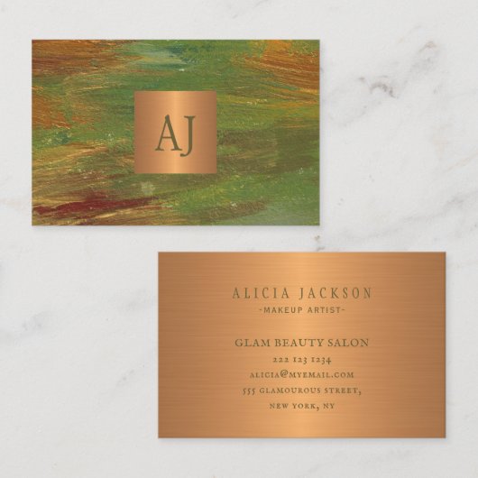 Monogrammen modern, uniek abstract patroon visitekaartje (Voorkant / Achterkant)