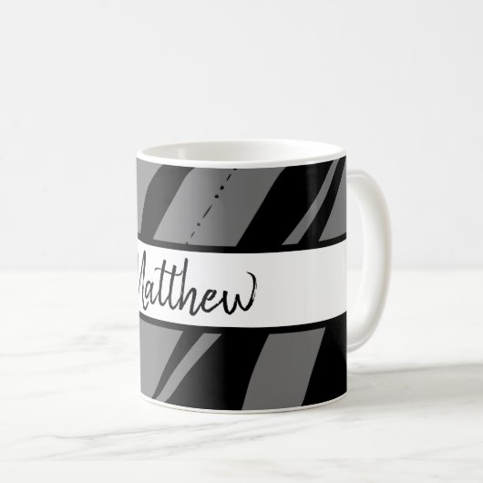 Monogrammen Mok Zebra grijs zwart & witte cadeau (Voorkant rechts)
