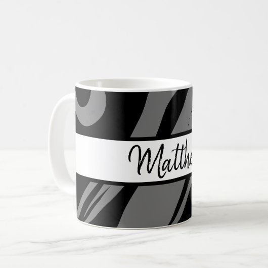 Monogrammen Mok Zebra grijs zwart & witte cadeau (Voorkant links)