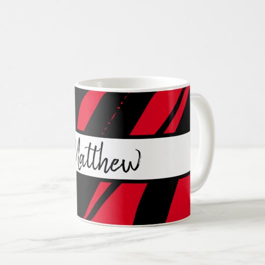 Monogrammen Mok Zebra Rood zwart & wit Gift (Voorkant rechts)